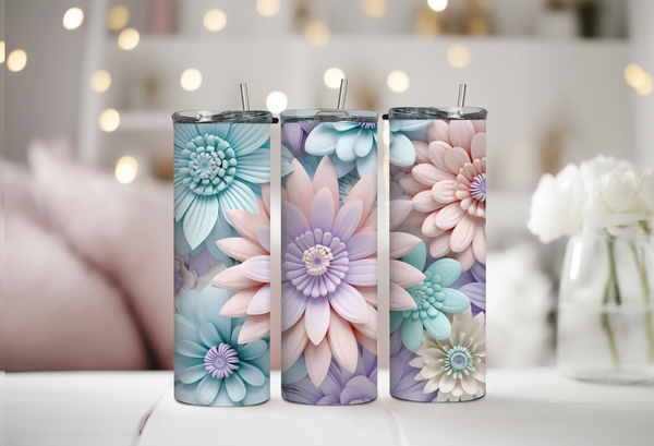 Pastell Flowers 3D Tumbler