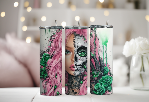 Half Skull Girl Tumbler