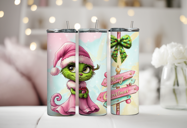 Merry Christmas Green Girl Tumbler